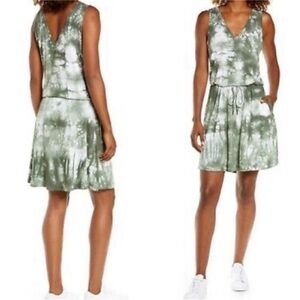 Sweaty Betty London Green Tie-Dye Sleeveless Dress with Pockets – Size Small